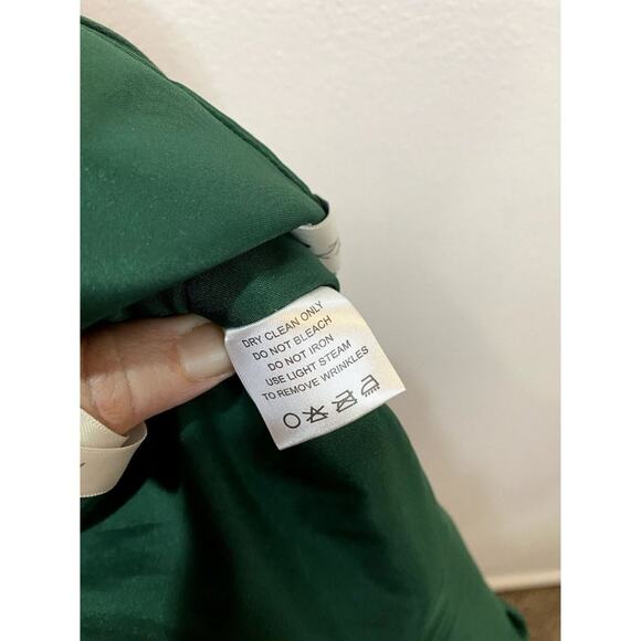 Azazie Size 4 Julianna Formal Dress Maxi A Line Pleated Waist V Neck Dark Green - Picture 12 of 14